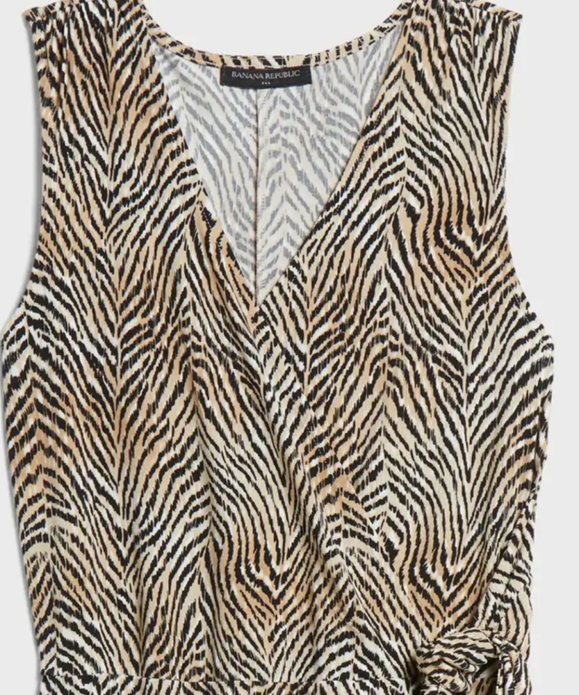 Banana Republic Sexy Tie- Knot Wrap Dress. Animal Print Sz: XXL - Picture 3 of 7
